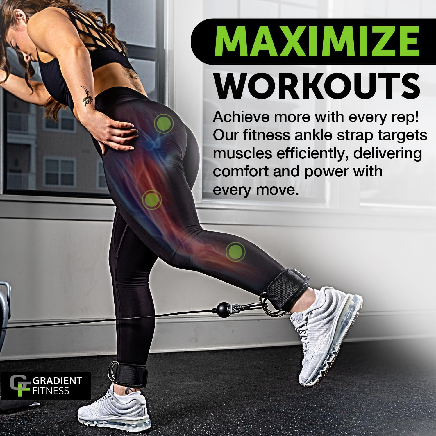 Black Neoprene Padded Ankle Straps with D-Rings