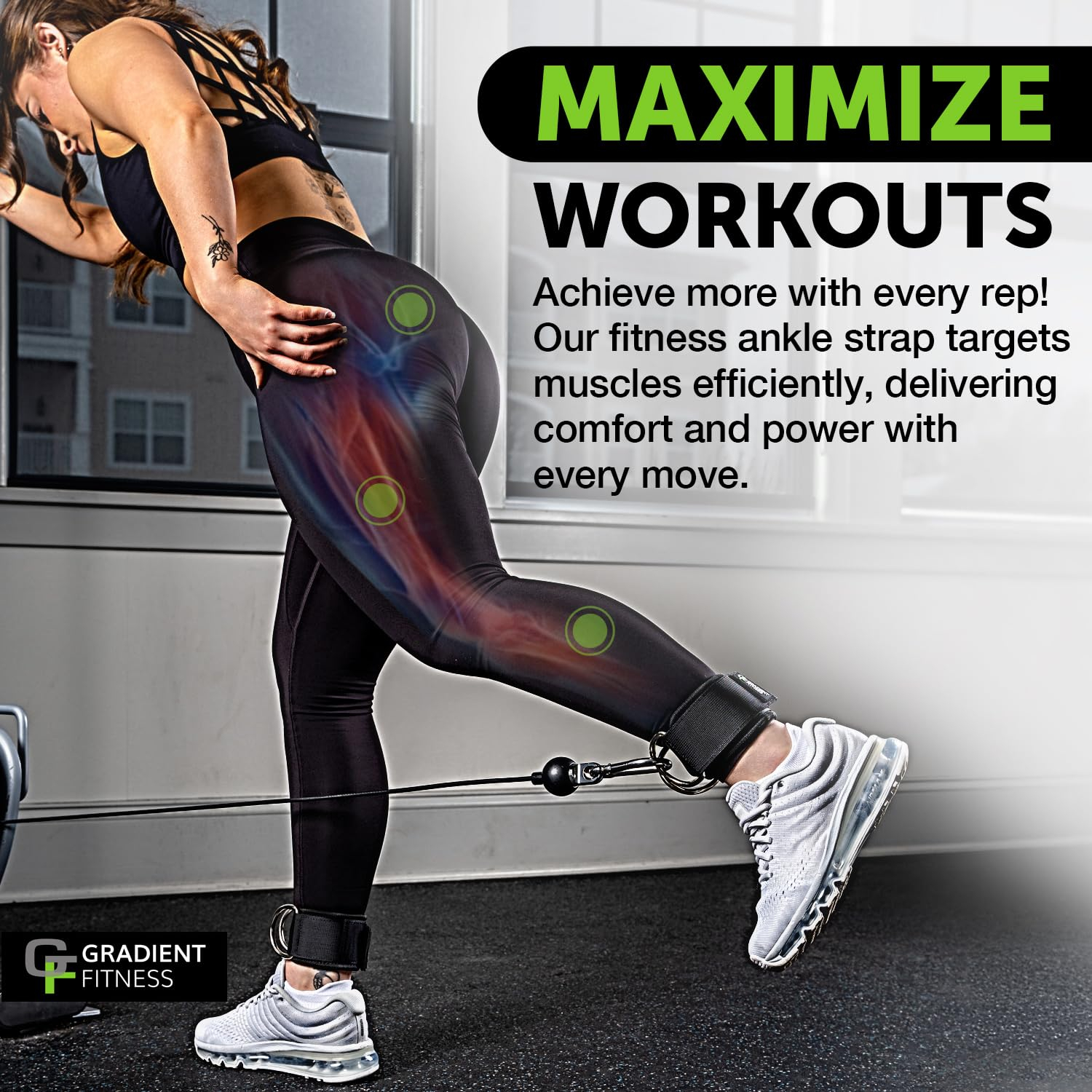 Black Neoprene Padded Ankle Straps with D-Rings