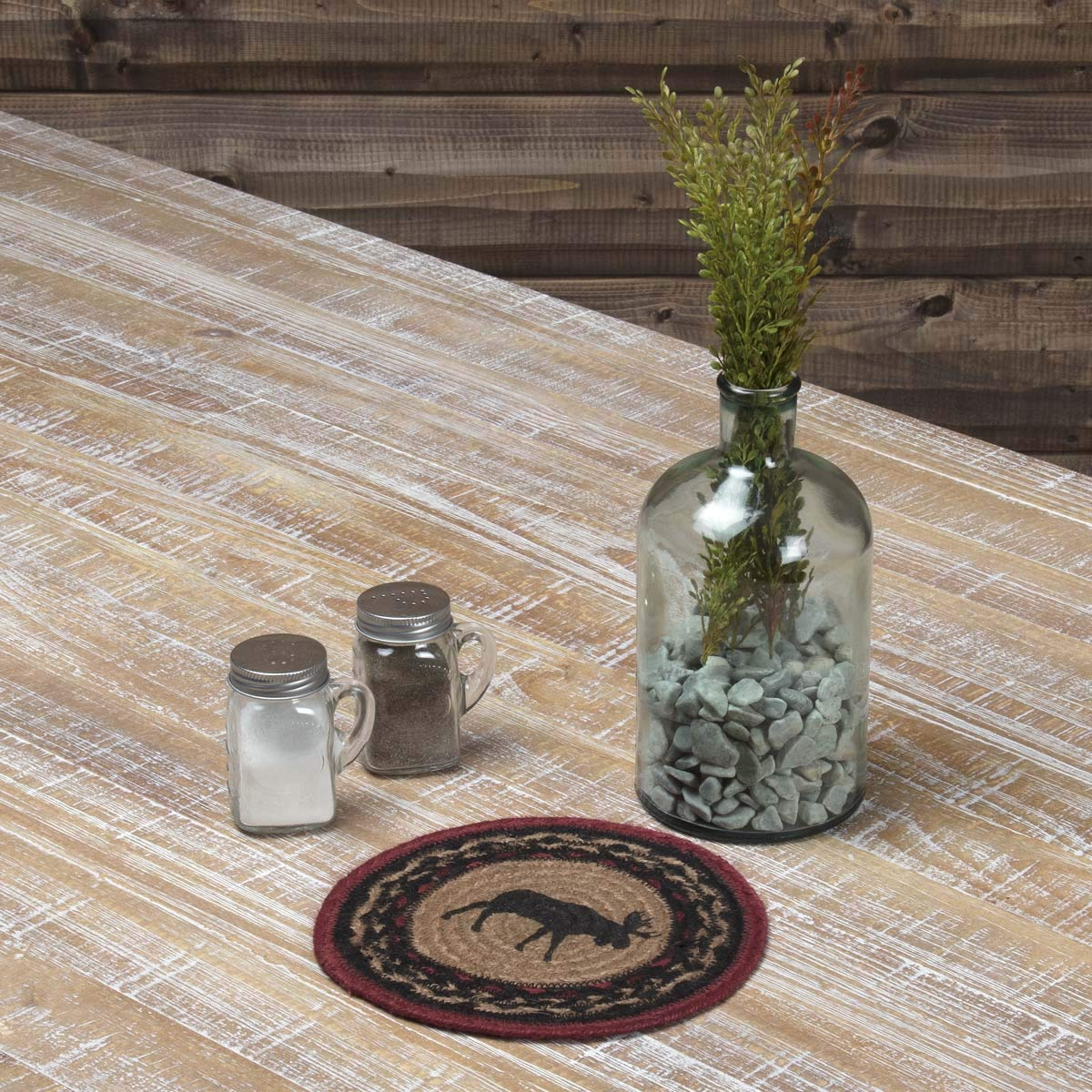 Cumberland Tan and Black Jute Moose Trivet, 8 inches