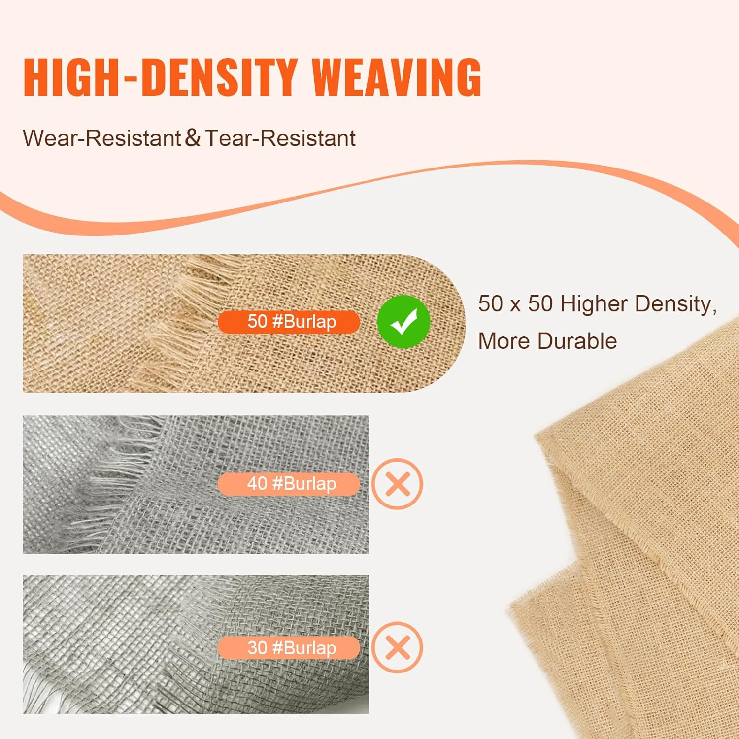VEVOR Burlap Fabric Roll, 36” x 150 ft High Density Natural Jute Fiber Material for Outdoor Plant Care, Tree Wrap Roll, Decor, DIY Crafts, Wedding, Garden Weed Barrier, Plants & Trees Winter Covering