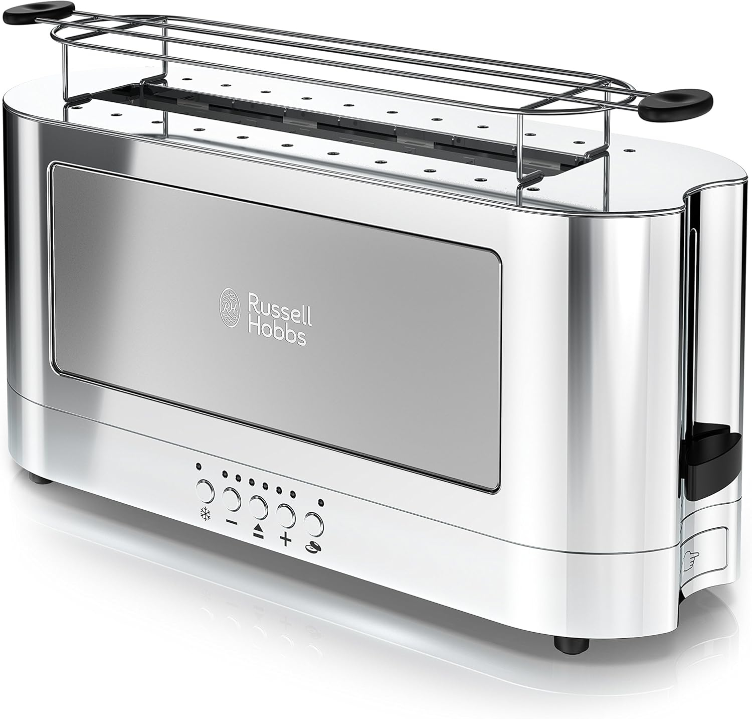 Russell Hobbs TRL9300GYR 2-Slice Glass Accent Long Toaster, Silver & Stainless Steel