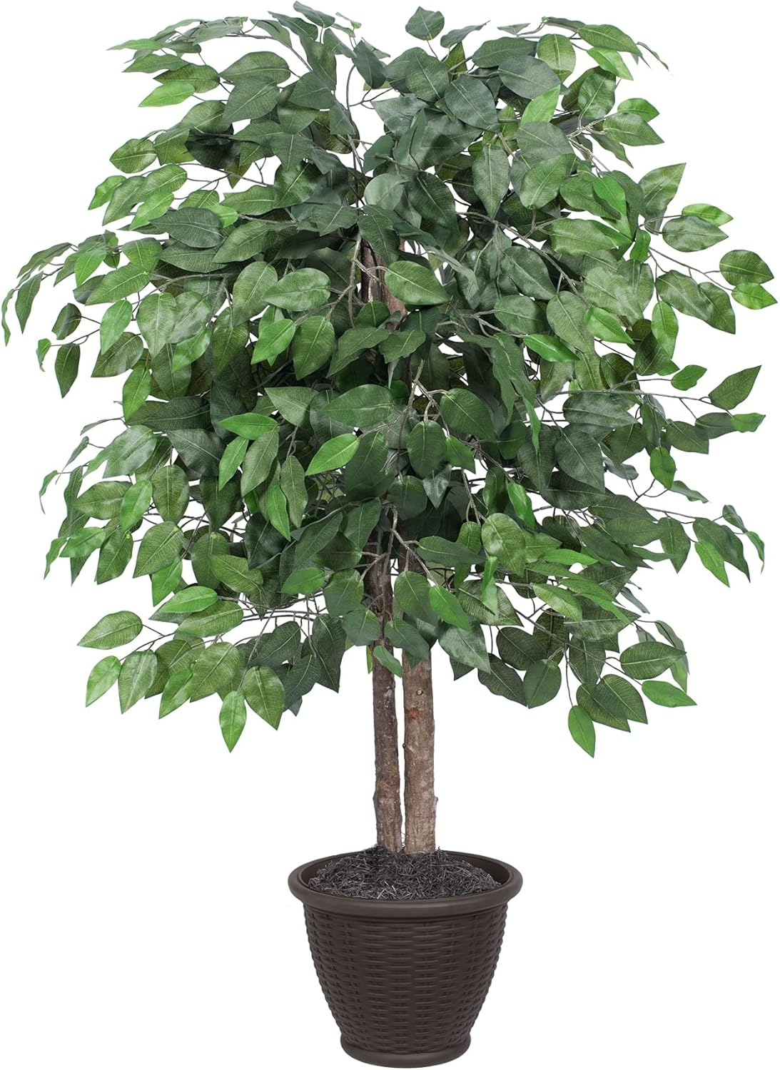 Vickerman 4' Artificial Ficus Bush, Brown Plastic Container.