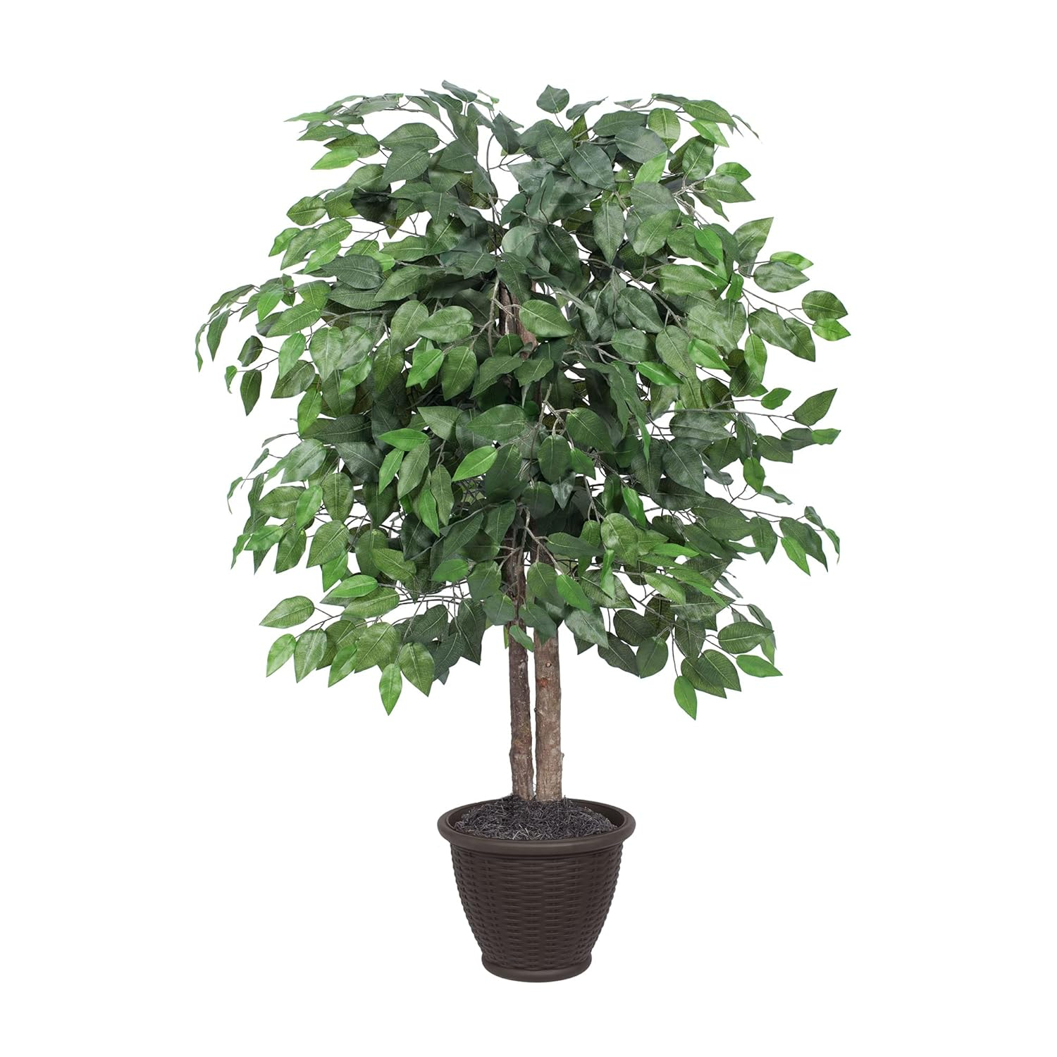 Vickerman 4' Artificial Ficus Bush, Brown Plastic Container.