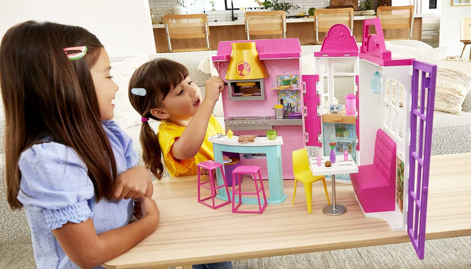 Barbie Cook ‘n Grill Restaurant Playset with 30+ Pieces Including Pizza Oven & Grill