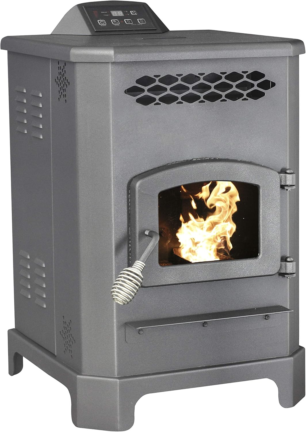 Medium Black Freestanding Pellet Stove with Remote Control