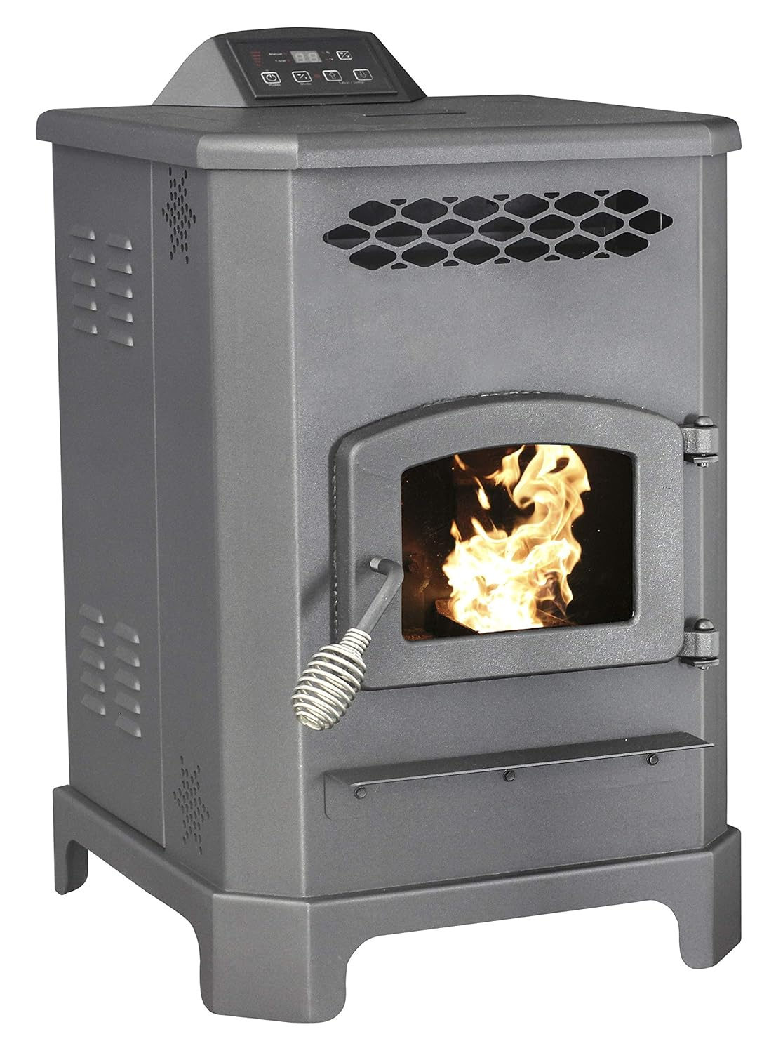 Medium Black Freestanding Pellet Stove with Remote Control