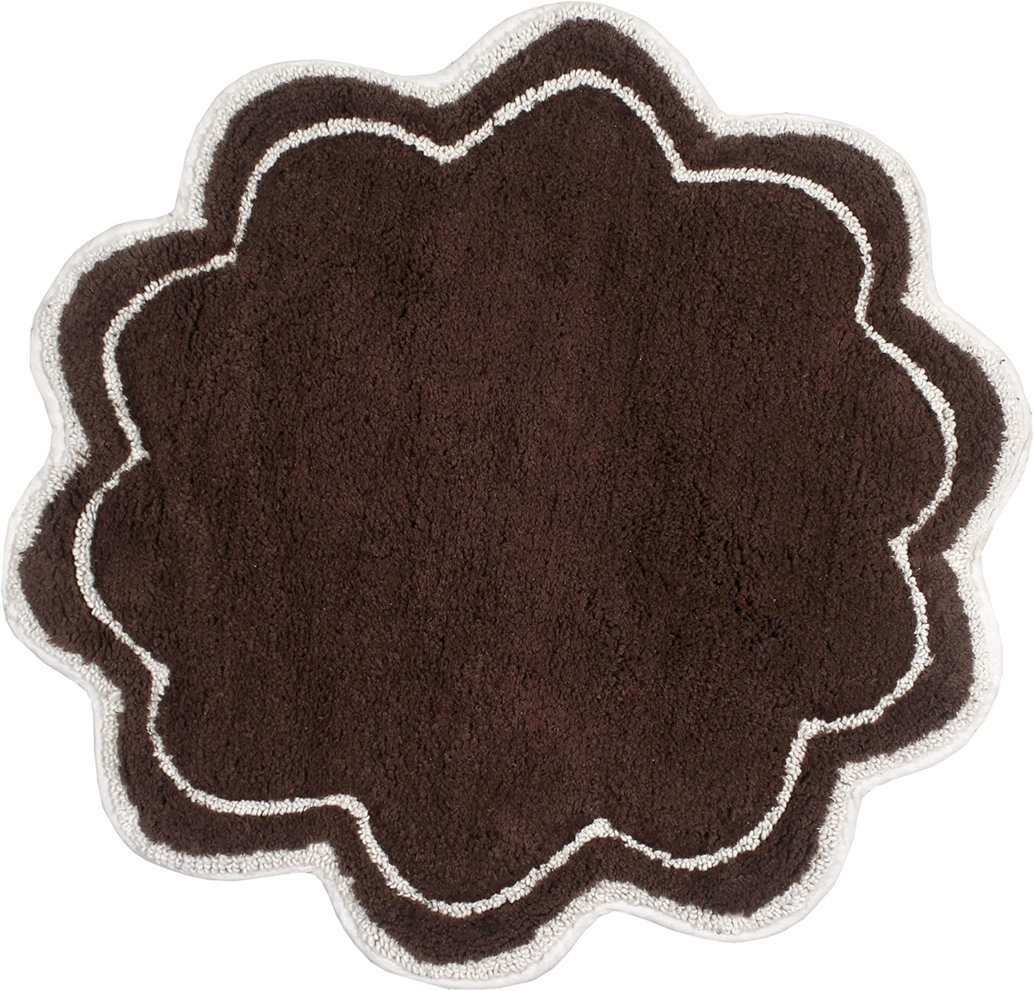 Home Weavers Allure Collection 100% Cotton Tufted Round Shape Bathroom Rug, Soft and Absorbent Bath Rugs, Non-Slip Bath Carpet, Machine Wash Dry Bath Mats for Bathroom Floor, 30" Round, Brown