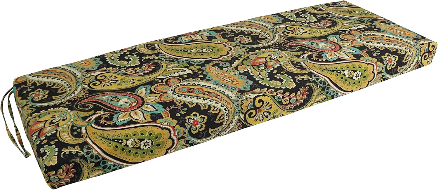 Blazing Needles Outdoor Seating Cushions 54x19 x 3.5inch. x 4lbs Hadia Franco Noir, UV Resistant