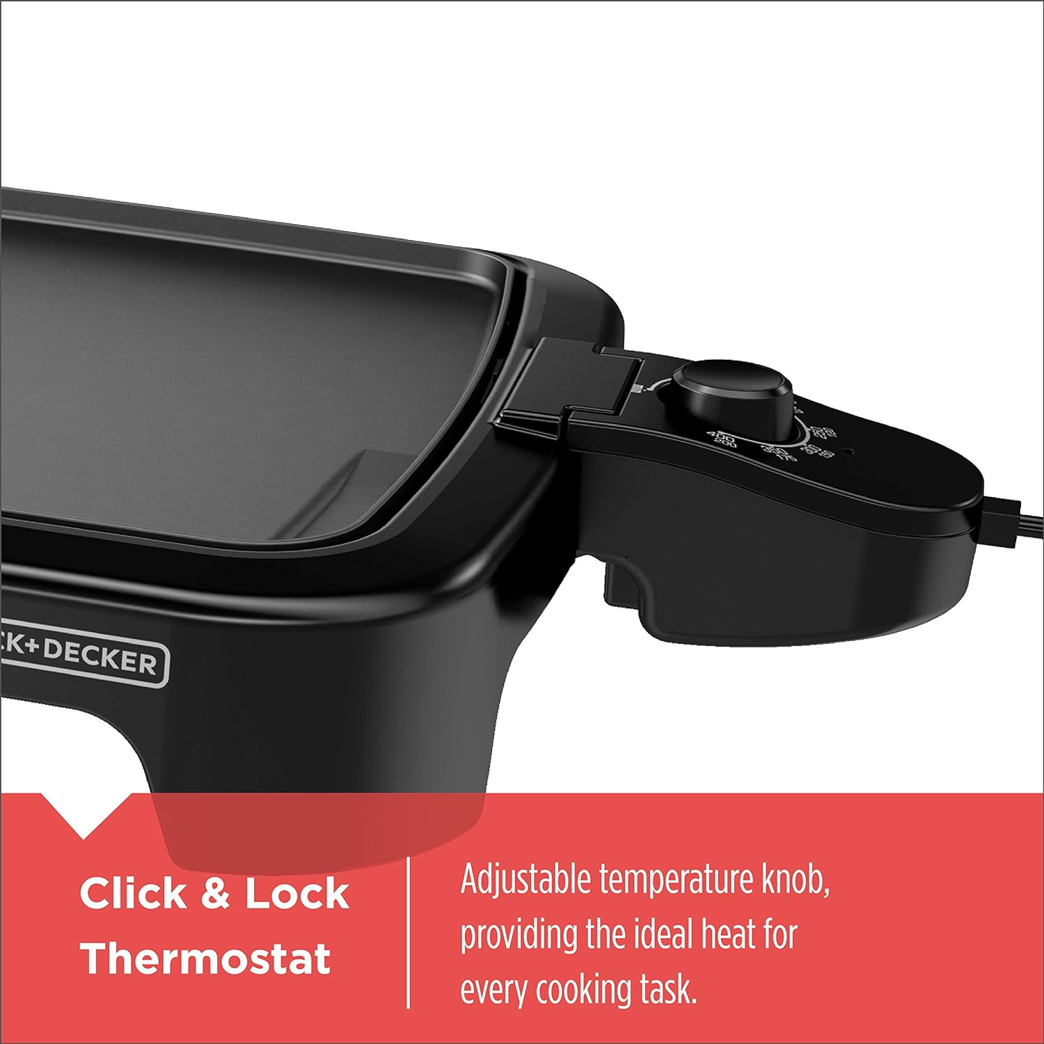BLACK+DECKER Non-Stick Temperature Controlled 8 Serving Black Griddle