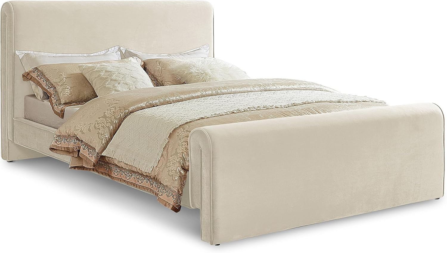Meridian Furniture Sloan Cream Velvet Queen Bed