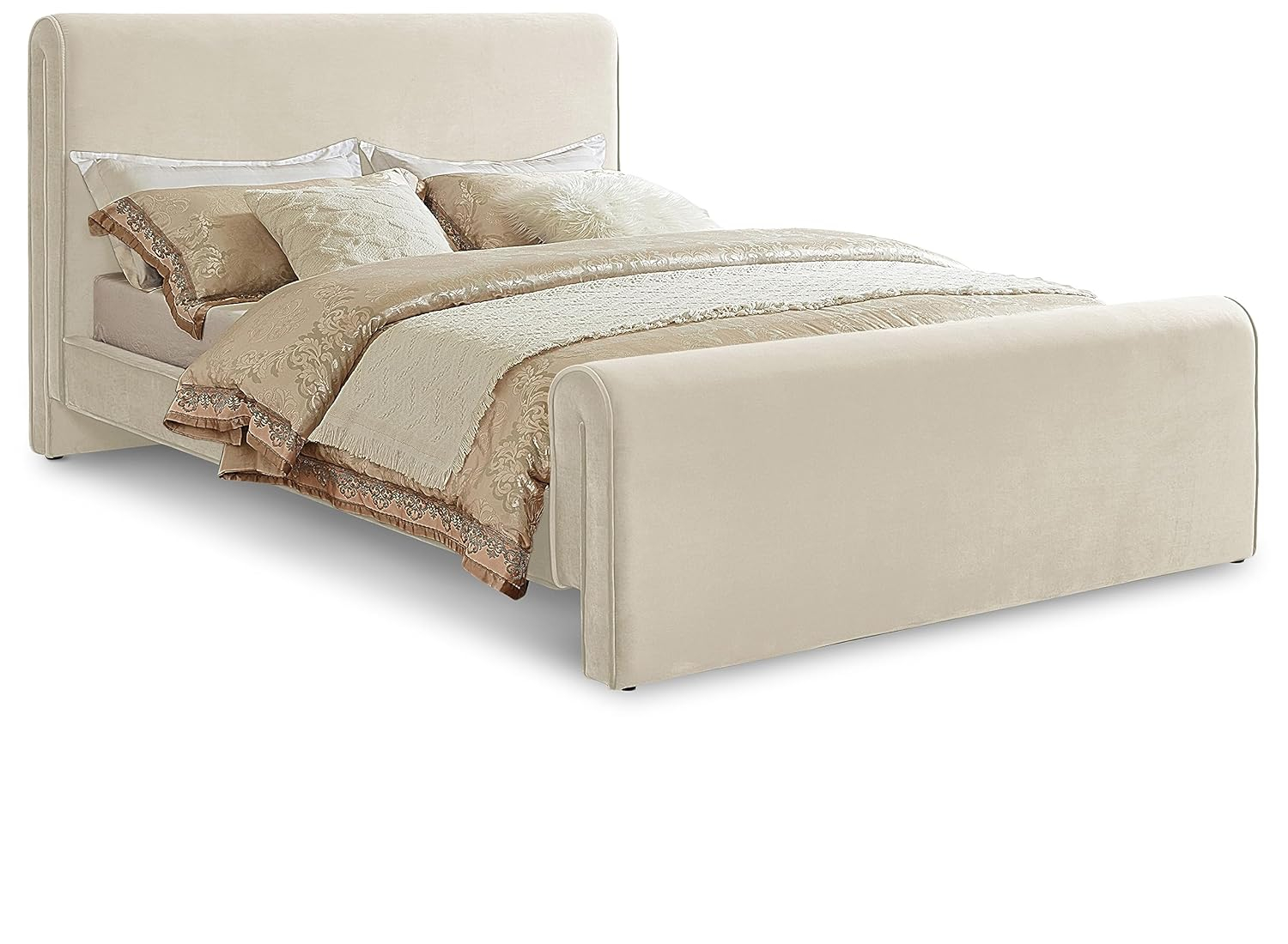 Meridian Furniture Sloan Cream Velvet Queen Bed