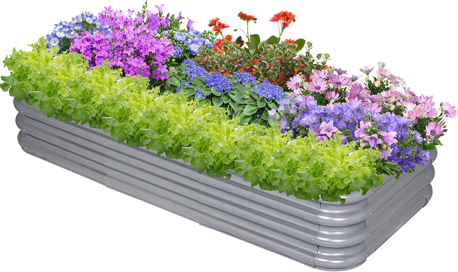 Sunnyglade Galvanized Raised Garden Bed Kit, Rot-Resistant Metal Garden Bed Planter for Gardening Vegetables, Fruits, Flower (4 .4X 2 x 0.8 FT)