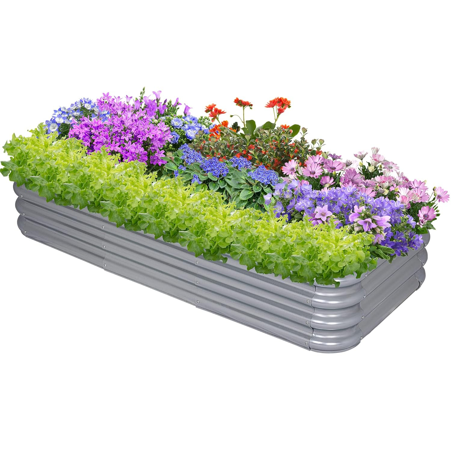 Sunnyglade Galvanized Raised Garden Bed Kit, Rot-Resistant Metal Garden Bed Planter for Gardening Vegetables, Fruits, Flower (4 .4X 2 x 0.8 FT)