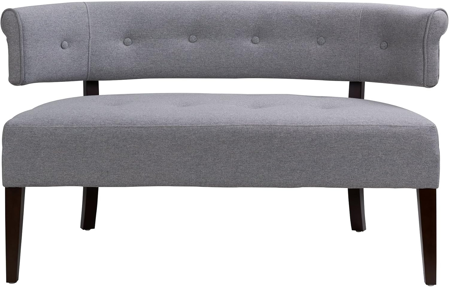 Light Gray Polyester Tufted Roll Arm Settee Bench