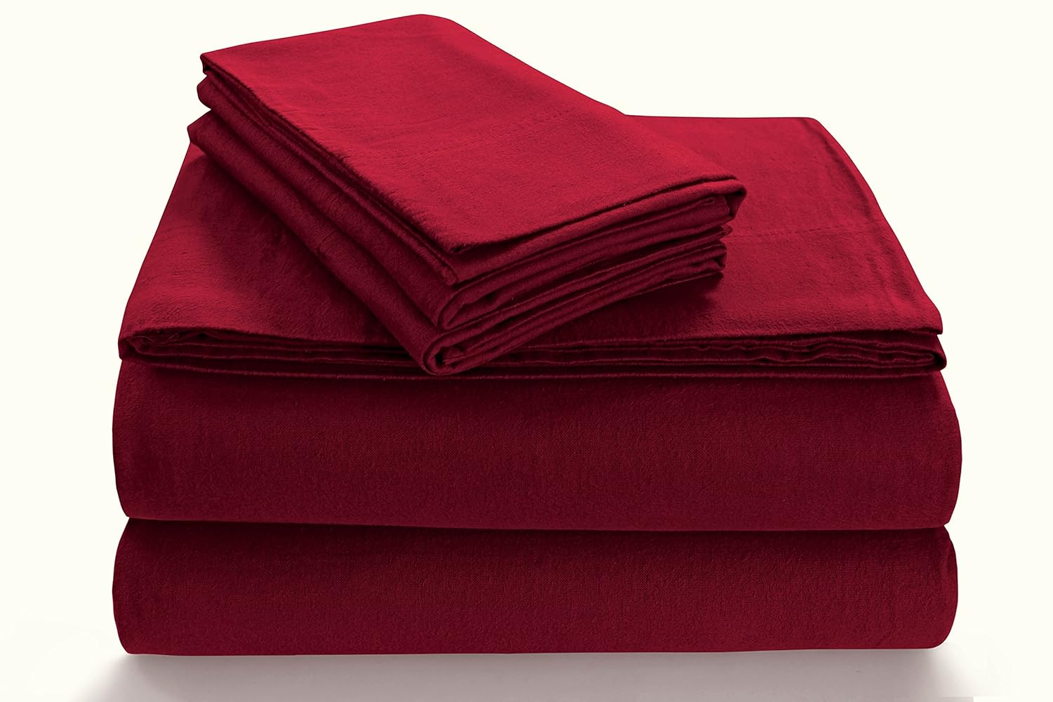 Deep Red Cotton Flannel Queen Sheet Set with Deep Pockets