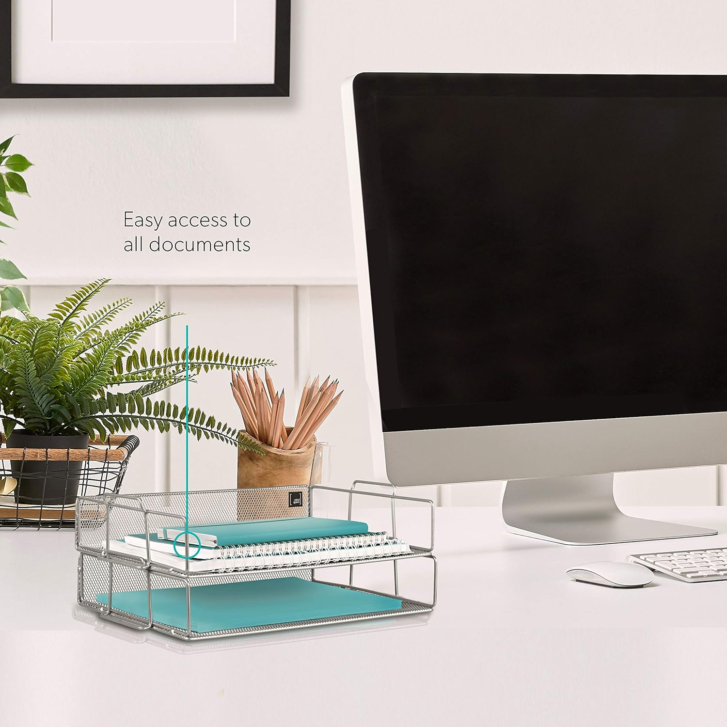 Mindspace Desk Organizers 2 Tier Document Mesh Desk Organizer for Office Supplies and Accessories Silver