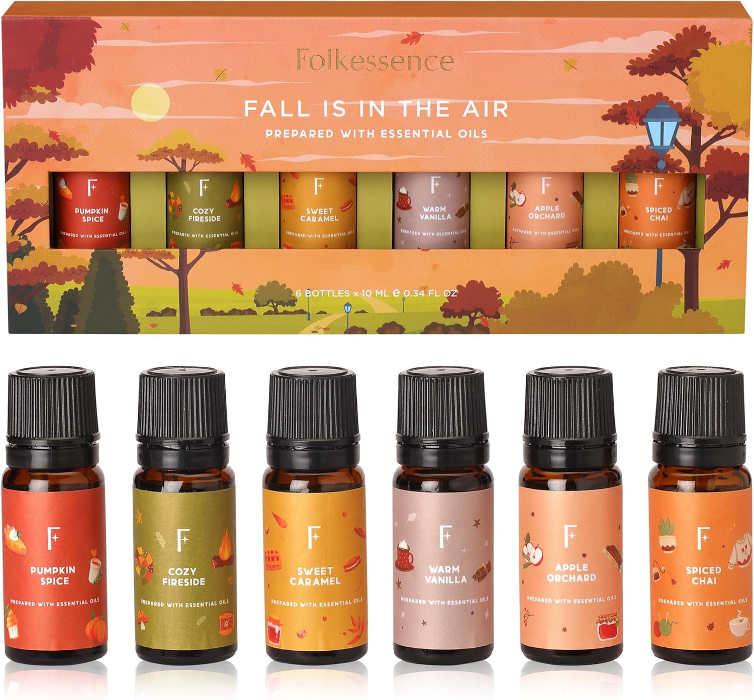 Folkulture Essential Oil Set | Essential Oils for Diffusers for Home - Set of 6 Diffuser Oils Scents for Home, Oil Diffuser Essential Oils Organic, Fragrance Oils - White Sage, Balsam Cedarwood