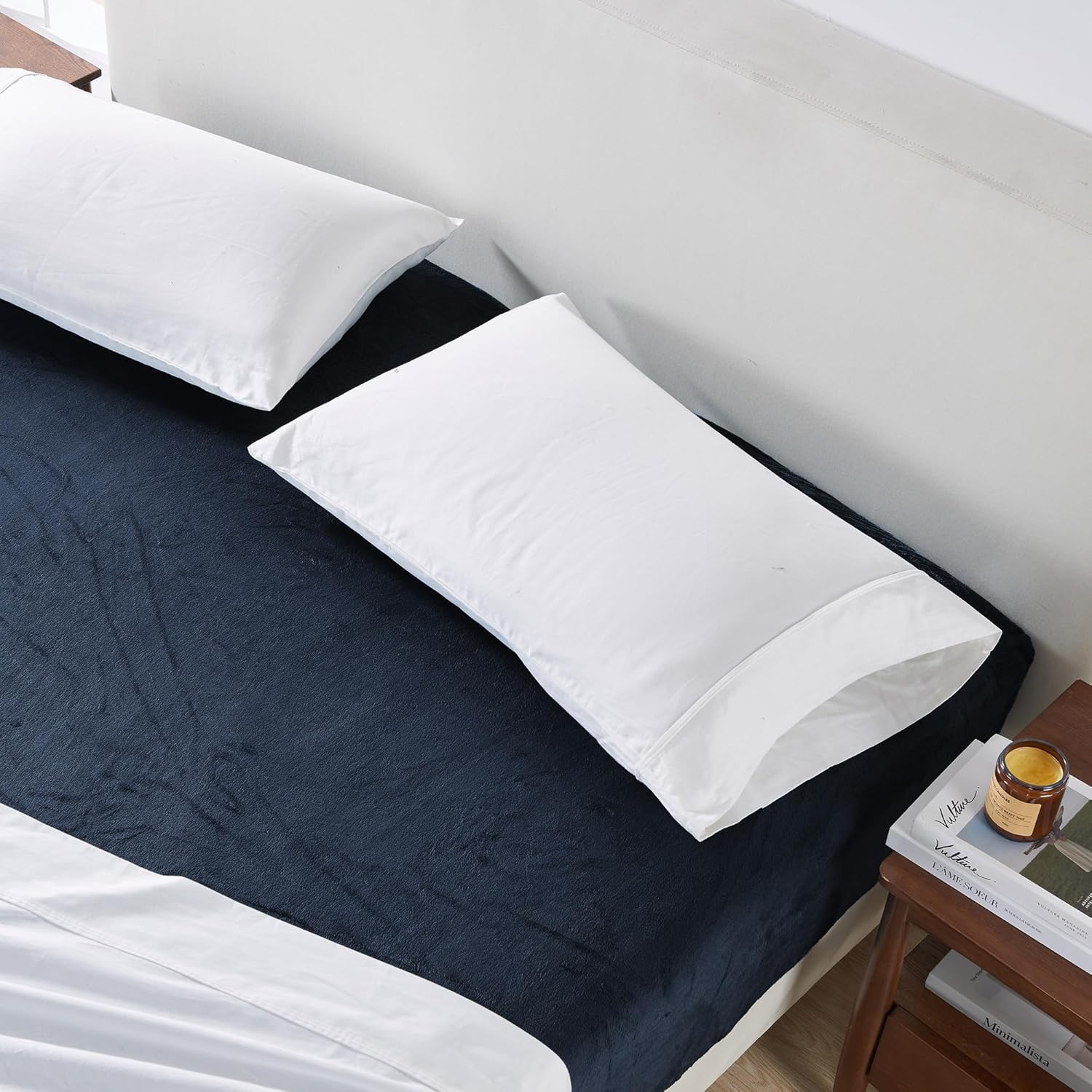 Great Bay Home Fitted Sheet - Ultra Soft Velvet Plush - California King, Denim Blue