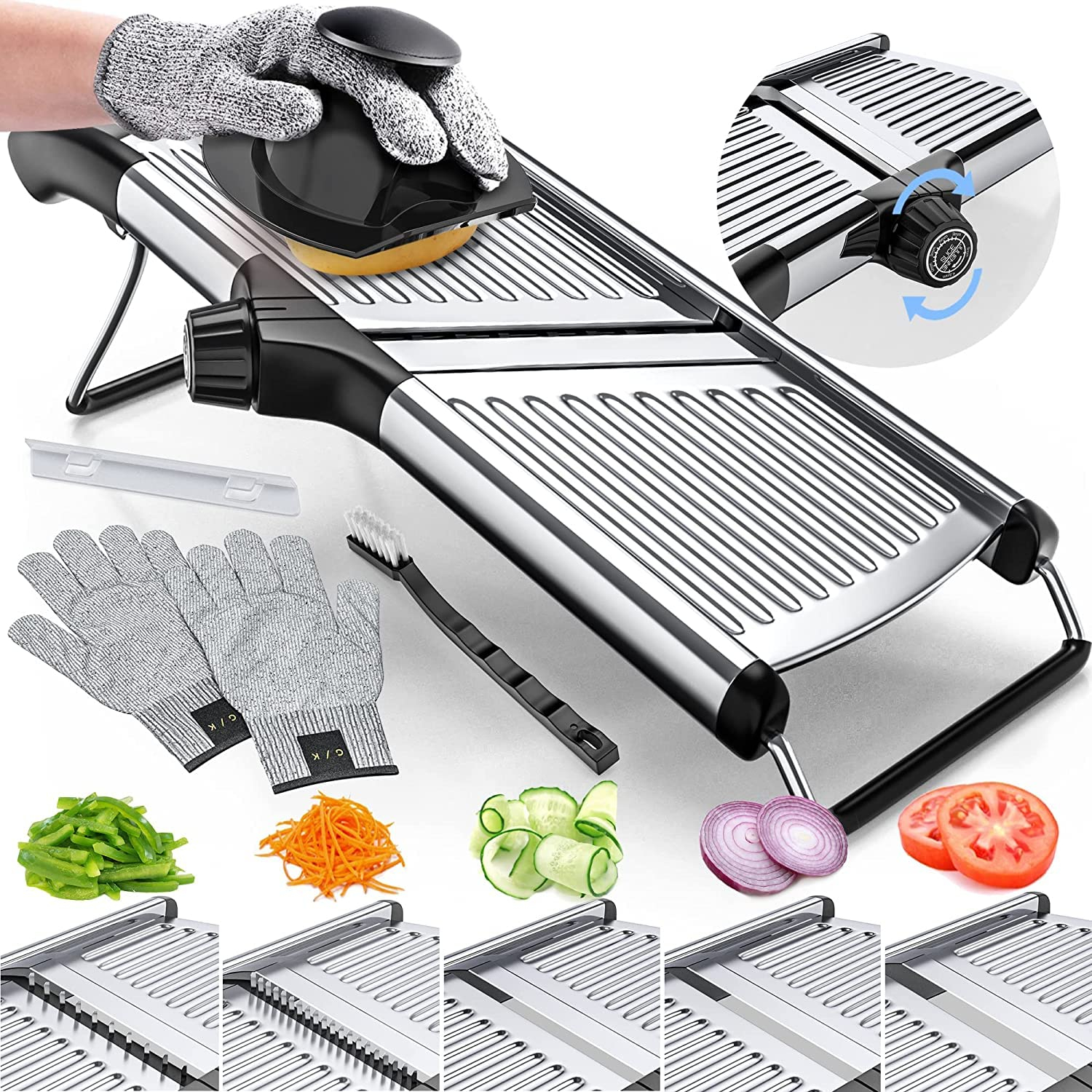 Gramercy Kitchen Co. Adjustable Stainless Steel Mandoline Food Slicer