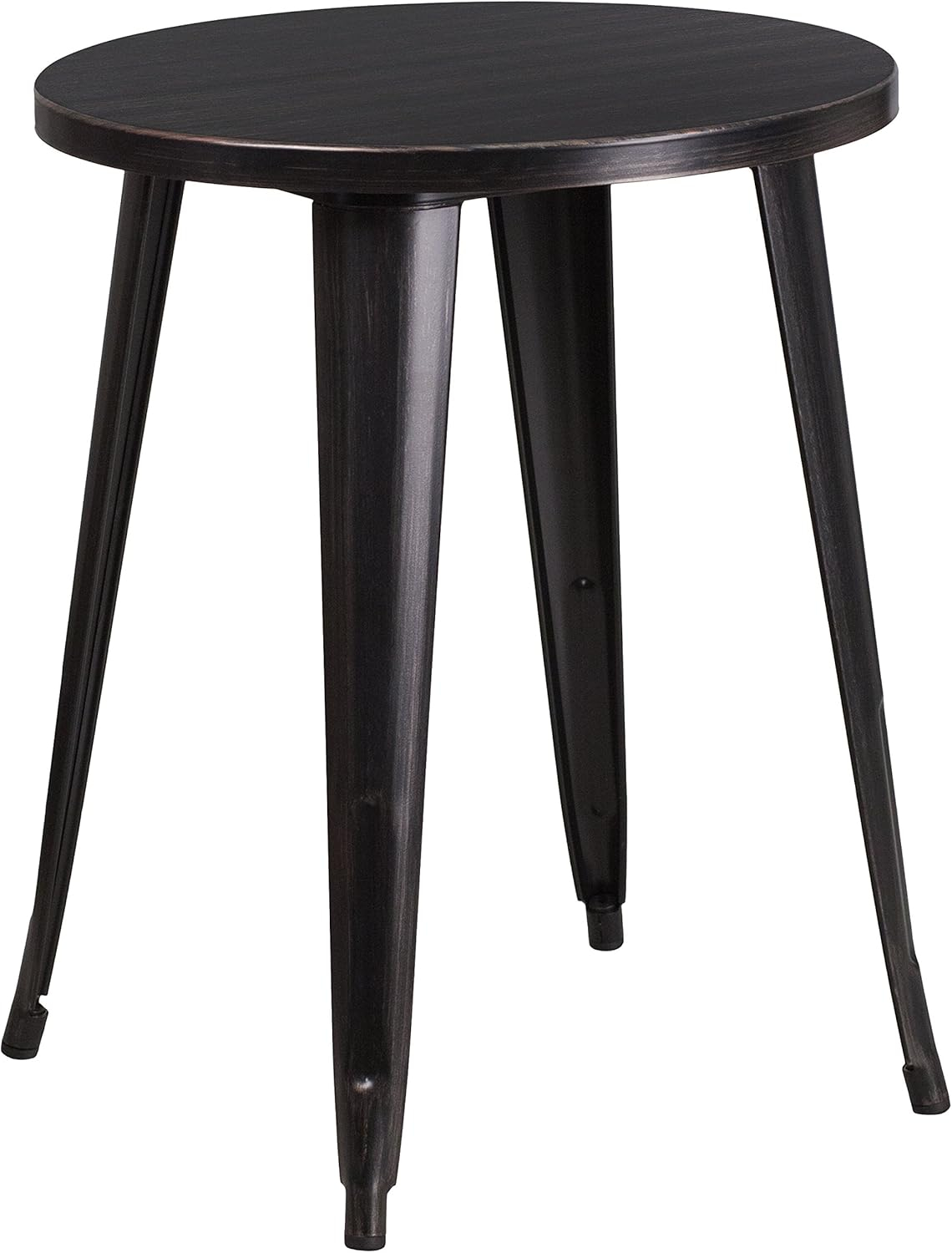 Flash Furniture Commercial Grade 24" Round Black-Antique Gold Metal Indoor-Outdoor Table