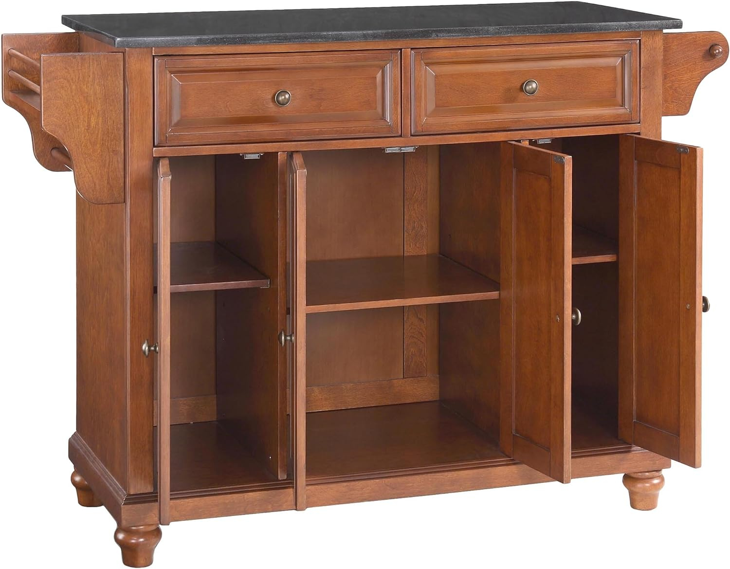 Crosley Furniture Cambridge Wood Kitchen Island in Cherry/Black