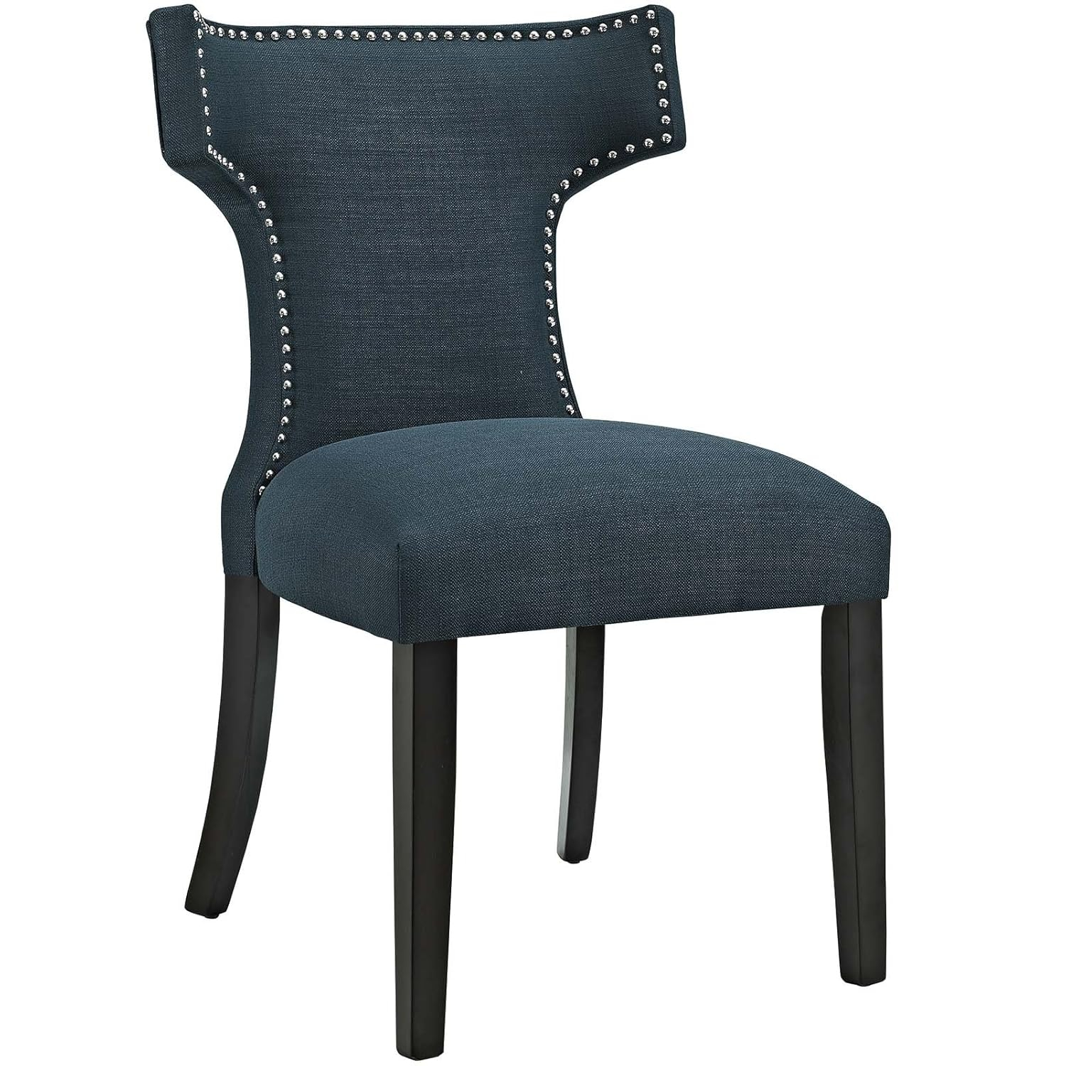 Modway Curve 19" Modern Solid Wood and Fabric Dining Chair in Teal Blue