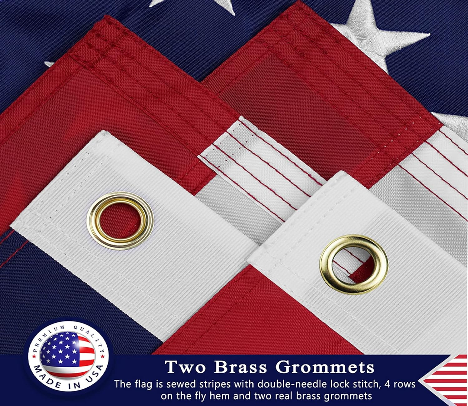 American Flag 3x5 ft for Outside Made in USA, Longest Lasting, Heavy Duty, Embroidered Stars, Sewn Stripes, Brass Grommets, Fade Resistant US Outdoor Flags