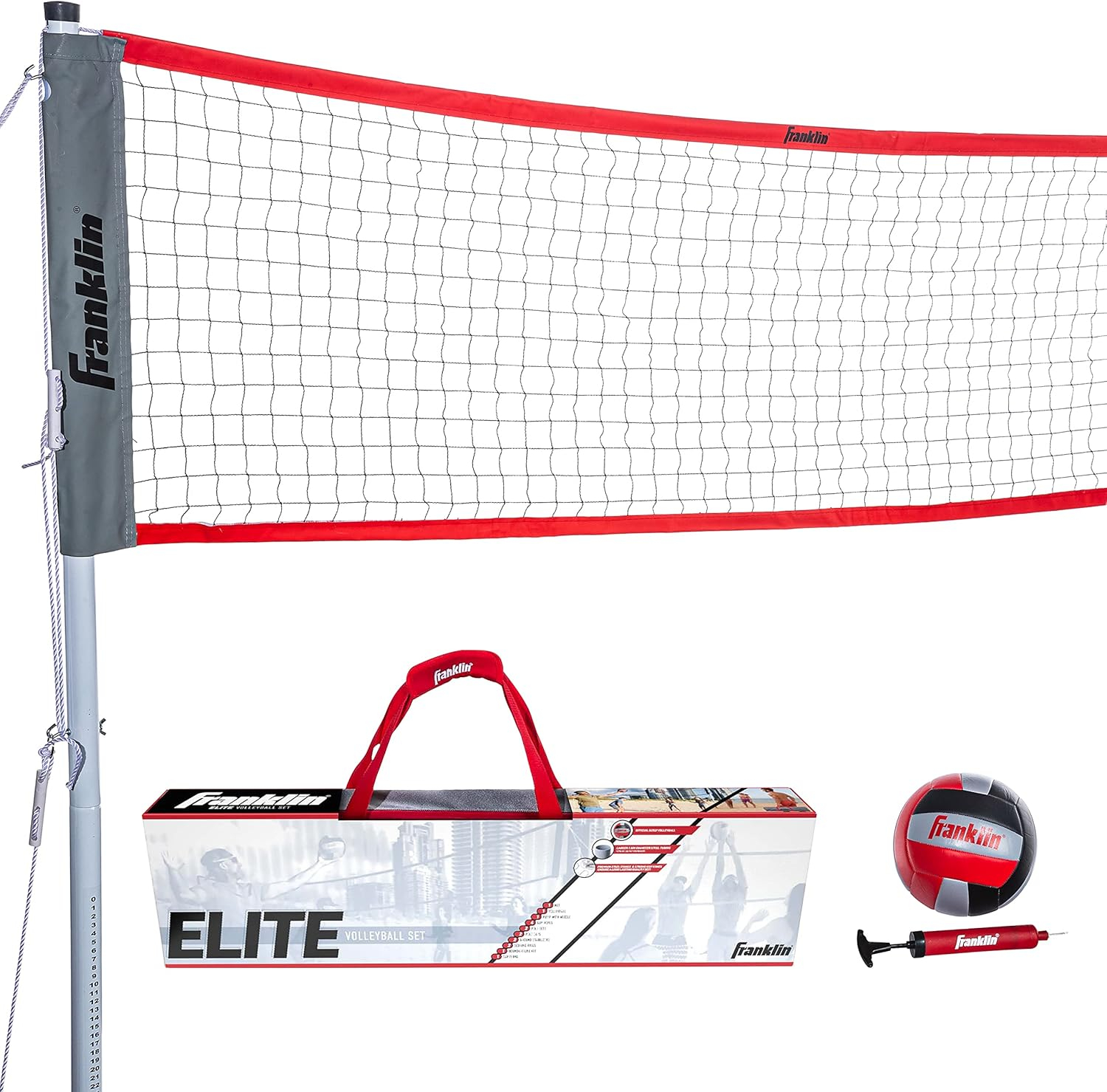 Franklin Sports Outdoor Volleyball Net Sets - Beach + Backyard Portable Volleyball Net with Poles - Complete Outdoor Volleyball Sets with Net + Volleyball Included