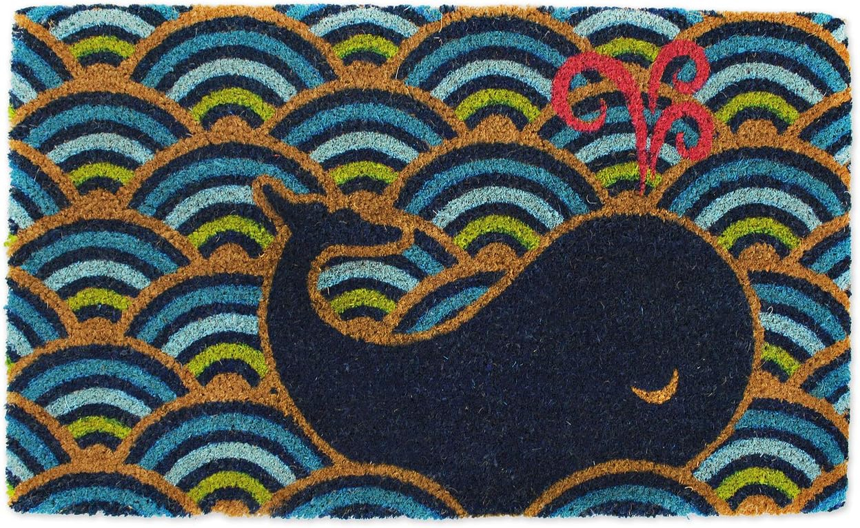 DII Animal Collection Natural Coir Doormat, 17x29", Whale