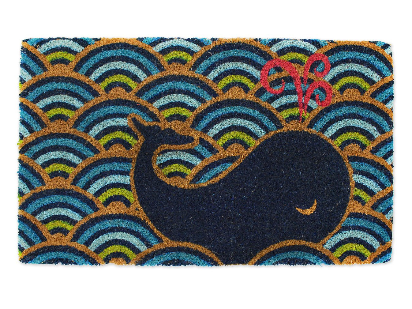 DII Animal Collection Natural Coir Doormat, 17x29", Whale