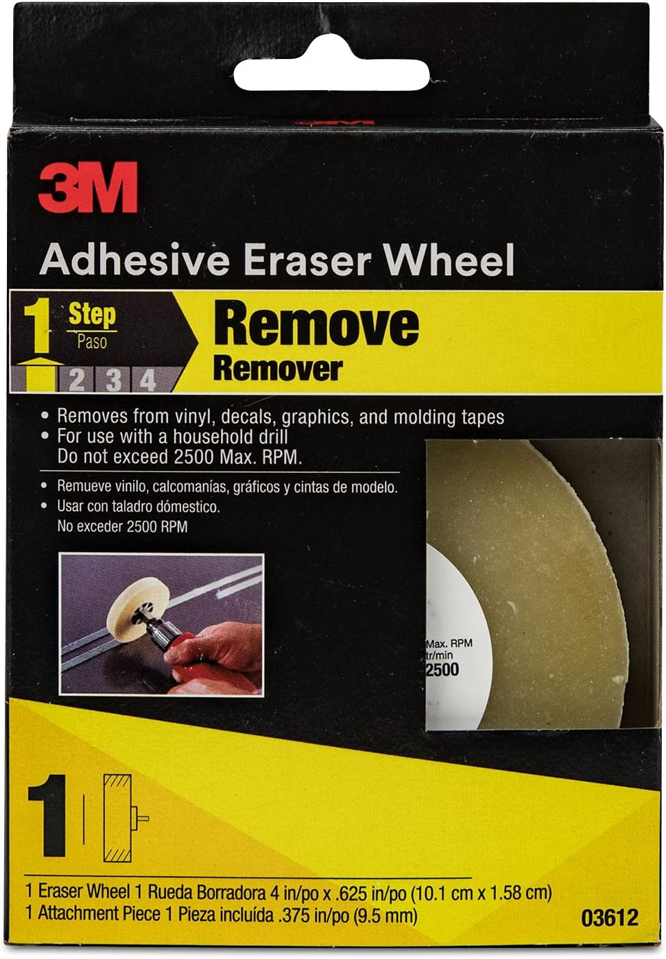 3M 03612 4" x 5/8" Adhesive Eraser Wheel