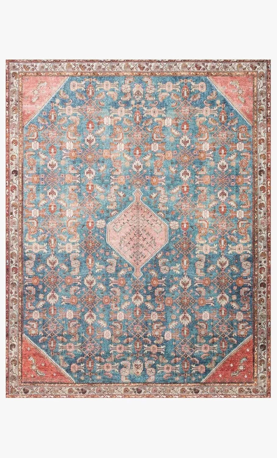 Loloi II Layla LAY-10 Printed Marine / Clay Oriental Area Rug 5'-0" x 7'-6"