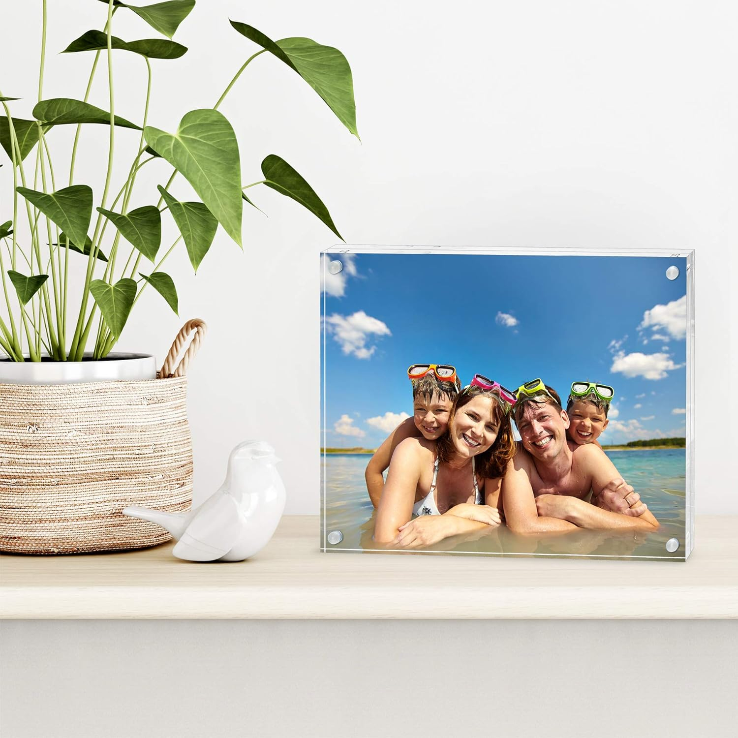 Americanflat 8x12 Acrylic Picture Frame - Double Sided Picture Frame with Magnetic Corners - Transparent Acrylic Frame for Desk or Tabletop Display - 8x12 Picture Frame with Microfiber Cloth Included