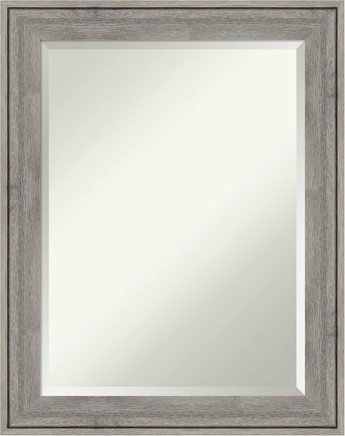 Amanti Art Beveled Wood Wall Mirror - Country Barnwood Frame Country Barnwood Outer Size: 23 x 29 in