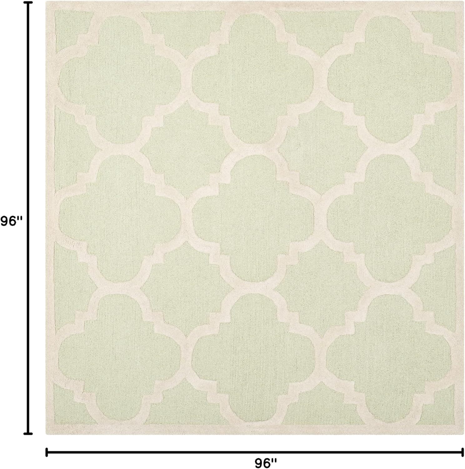 SAFAVIEH Cambridge Collection 8' Square Light Green / Ivory CAM140B Handmade Moroccan Trellis Premium Wool Area Rug