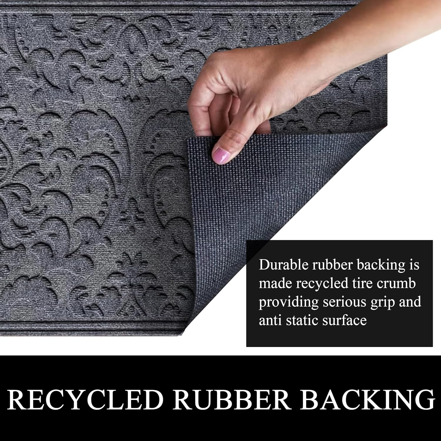A1HC Indoor Outdoor Mat, Front and Back Entrance Welcome Mats, Large Front Door Patio Mats 24x36 Inches, Non-Slip Easy Clean Entrance Washable Large Size Doormats, Dark Grey