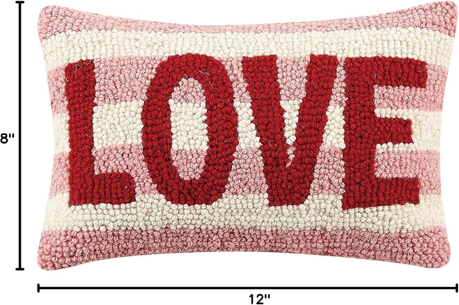Rectangular Red and Pink Wool Cotton Love Throw Pillow