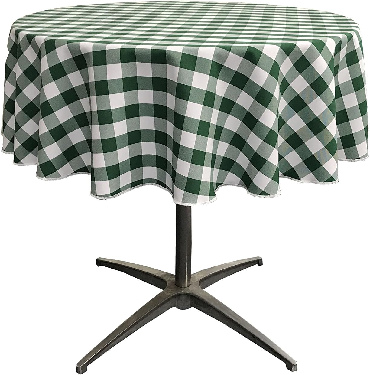 TCcheck51R-HunterGreenK20 Polyester Gingham Checkered Tablecloth, White & Hunter Green - 51 in. Round