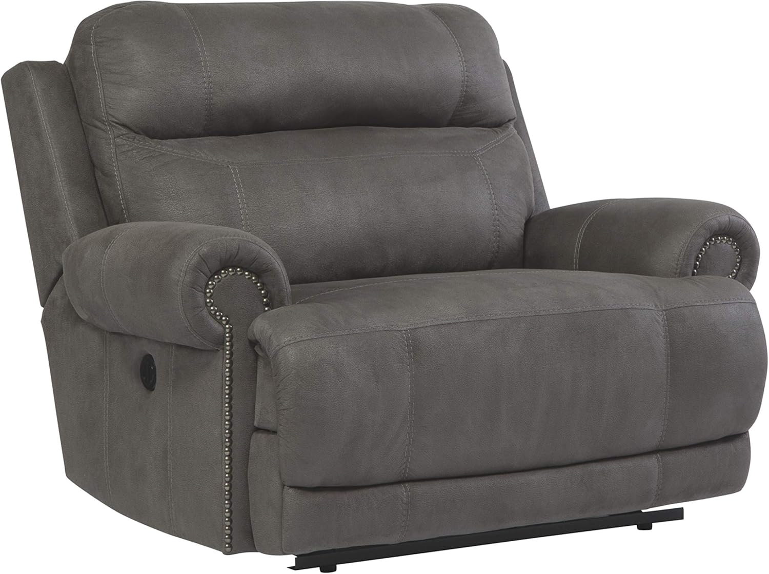 Signature Design by Ashley Austere Faux Leather Zero Wall Recliner in Gray
