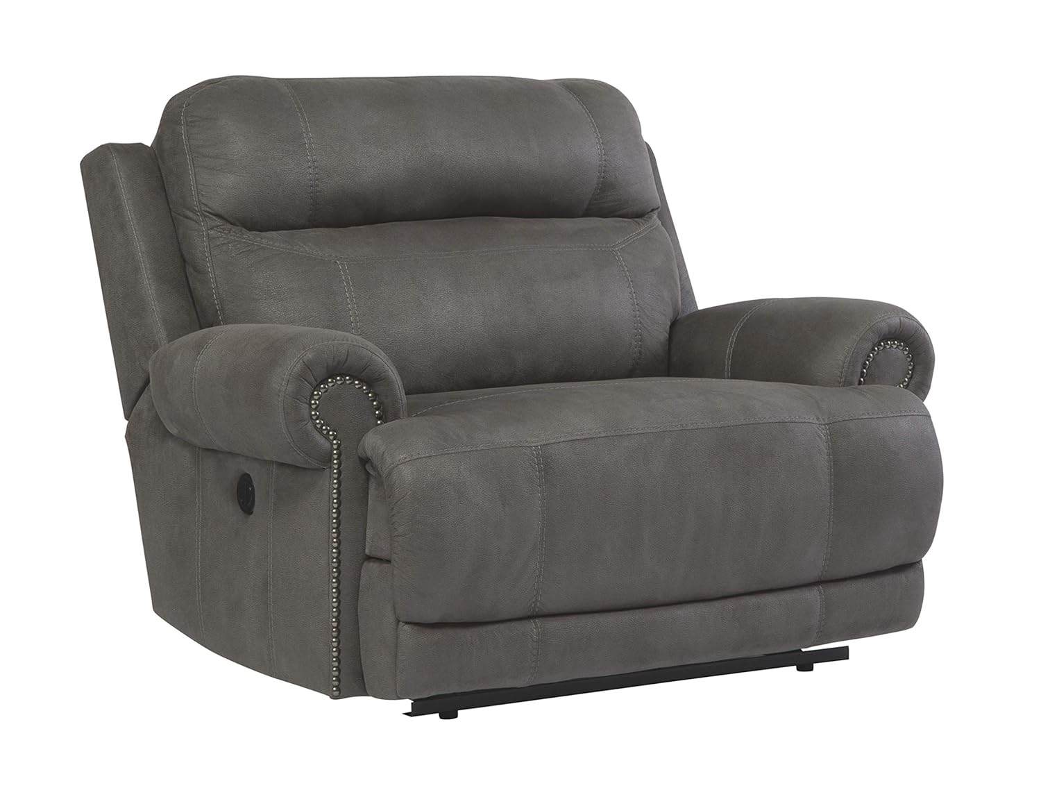 Signature Design by Ashley Austere Faux Leather Zero Wall Recliner in Gray