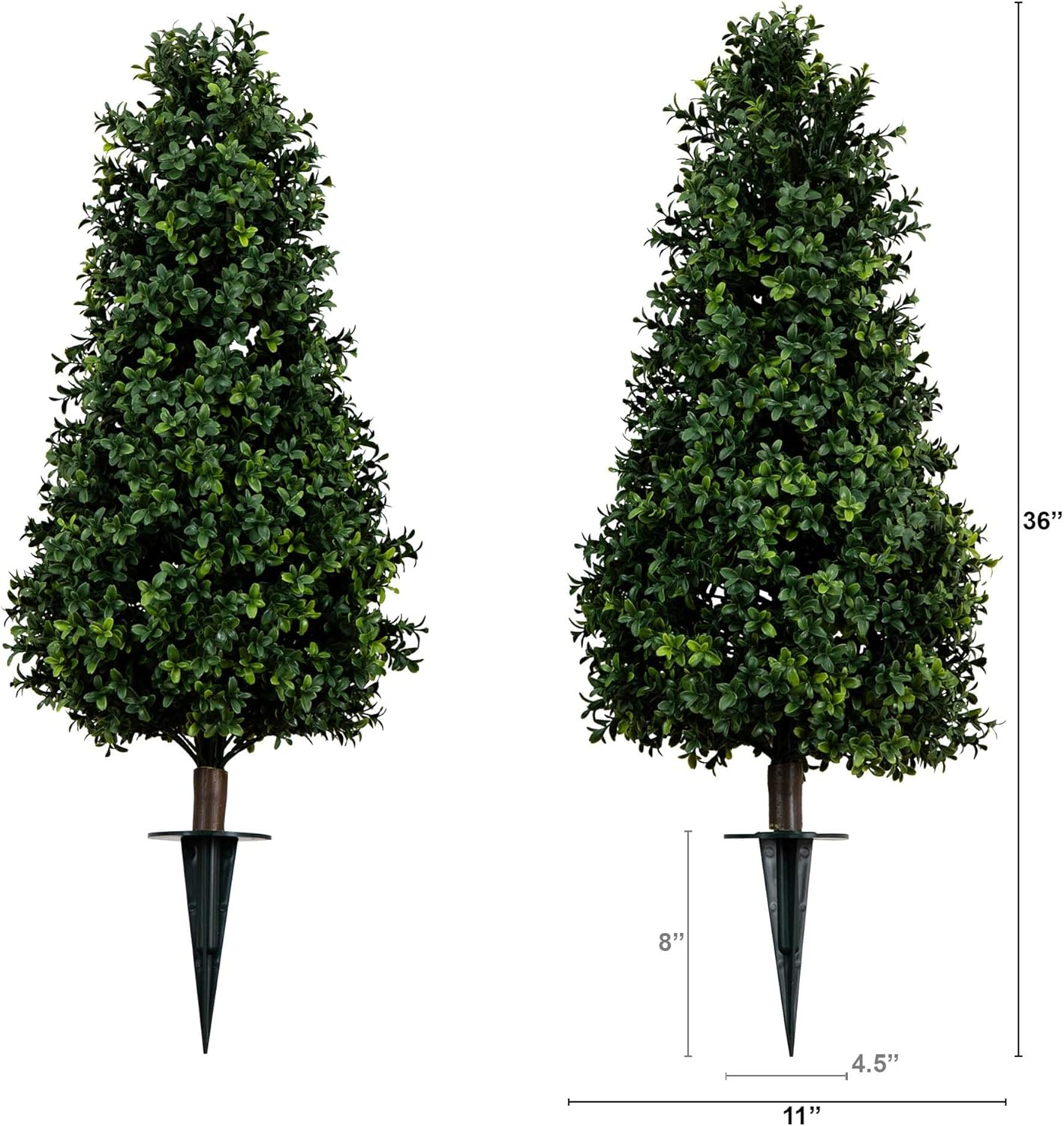 Nearly Natural Boxwood Plant with Integrated Ground Stake (Indoor/Outdoor) - Set of 2