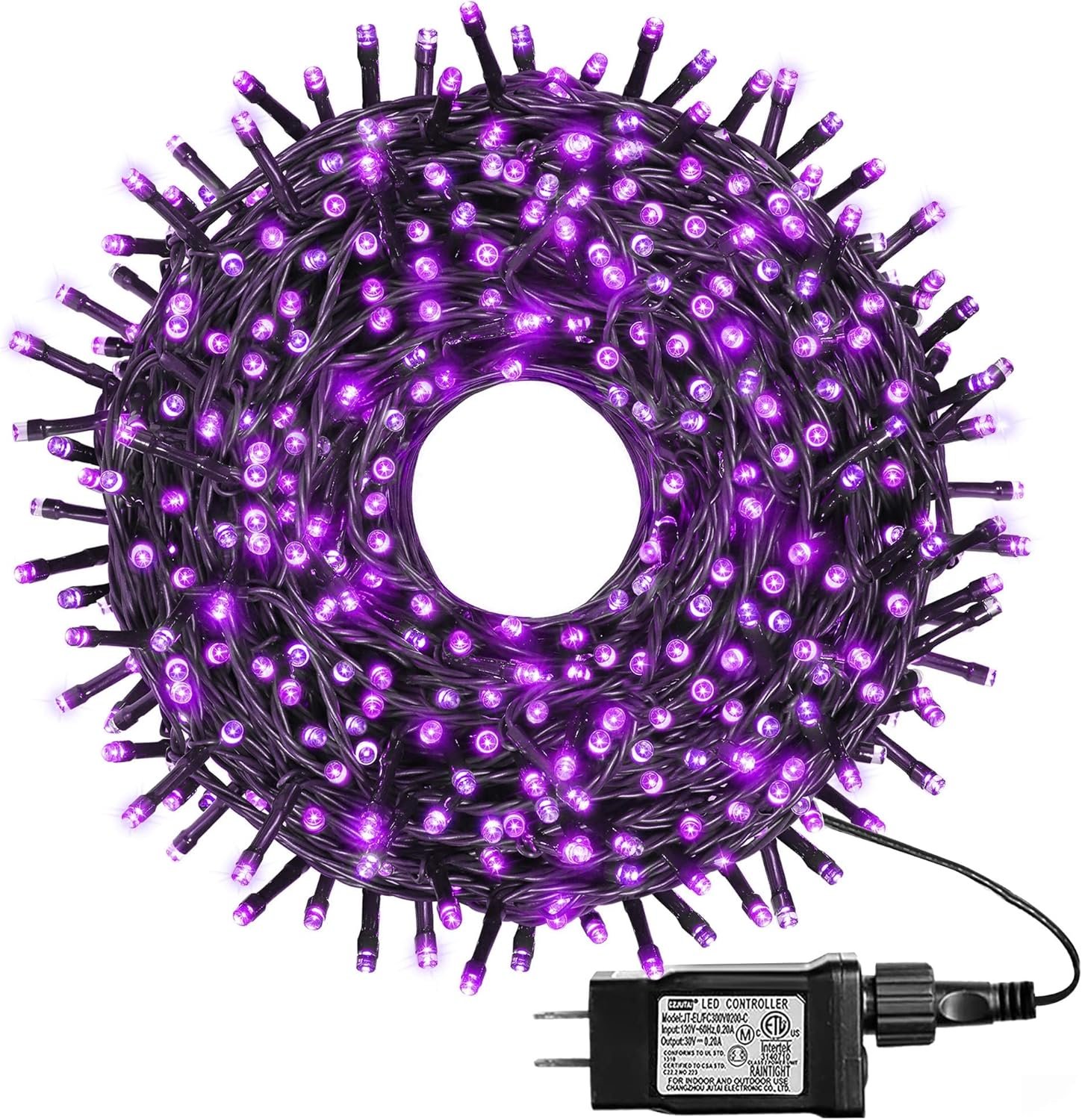 kemooie 500 LED Purple Christmas Lights, 164FT 8 Twinkle Modes Plug in Light, Waterproof Extra Long String Lights for Outdoor Indoor Tree Wedding Party Garden Halloween Christmas Decorations (Purple)
