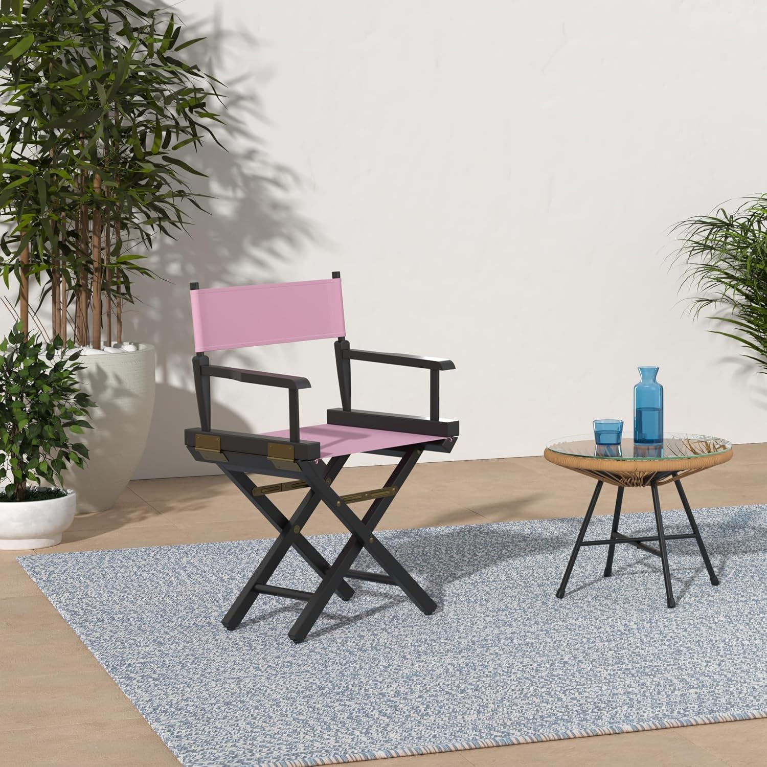 "18" Director's Chair Black Frame-Pink Canvas"