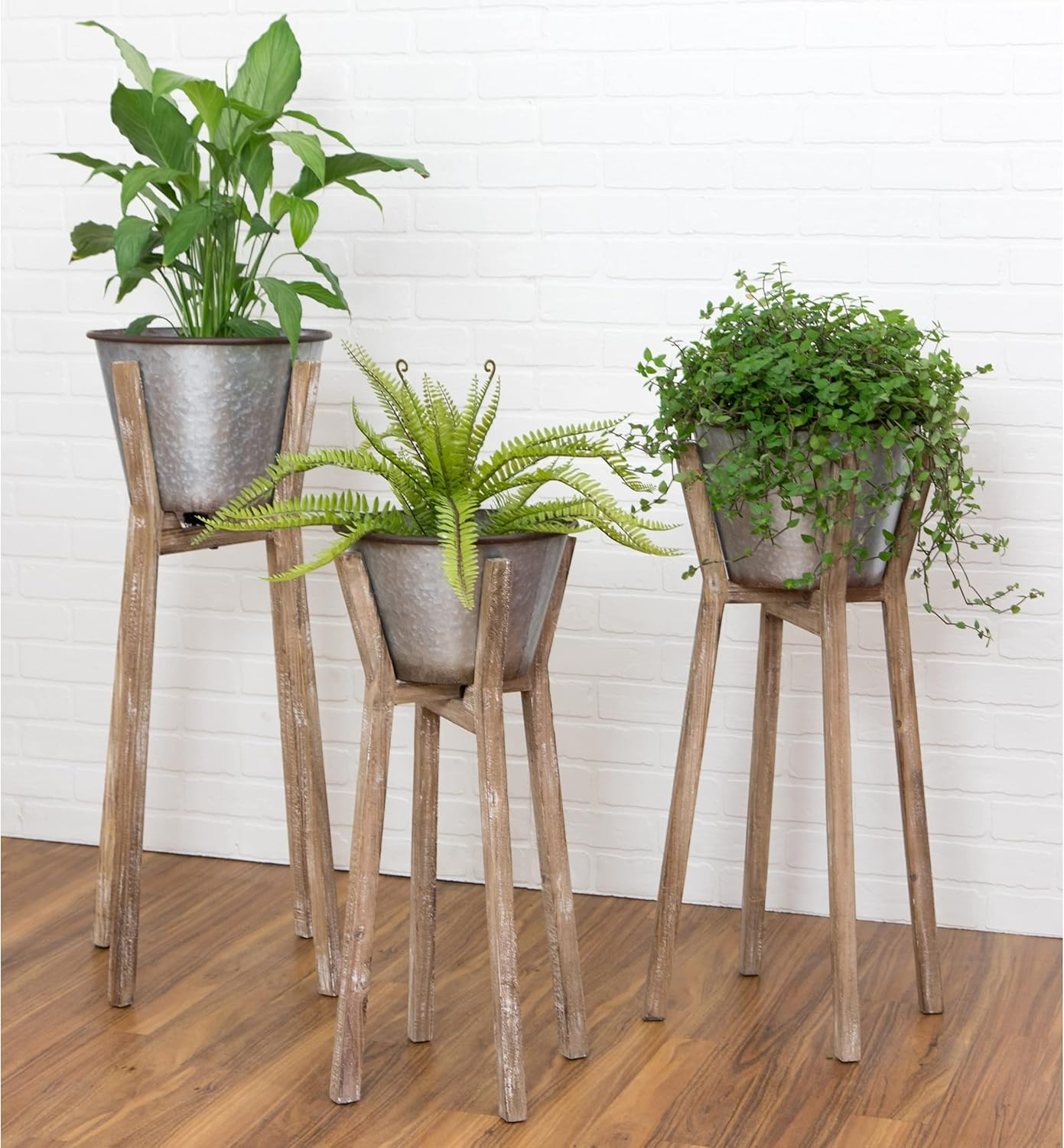 Aberdeen Modern Metal Indoor Farmhouse Pot Planter Set