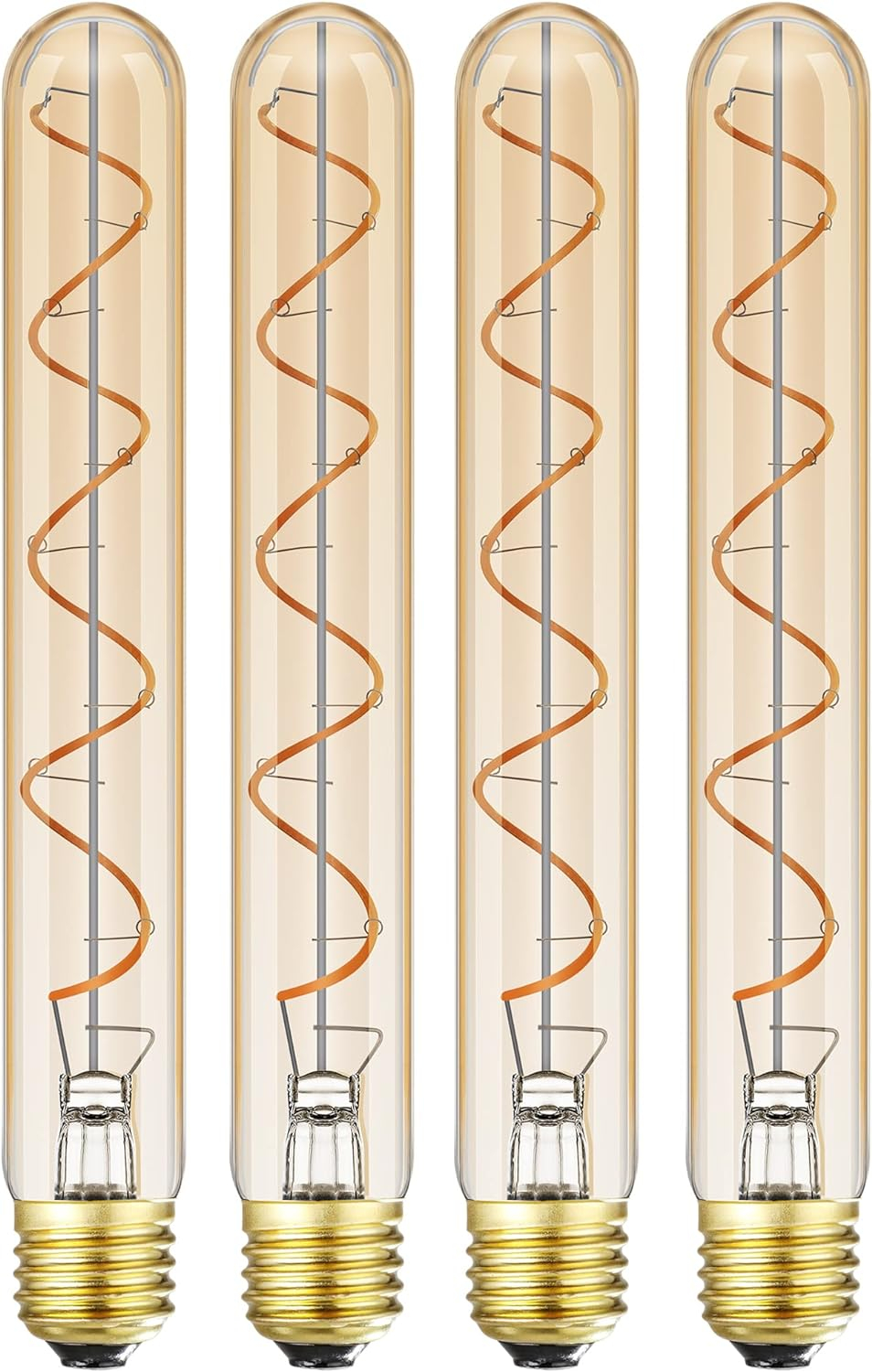 Leools T10 Led Long Bulbs 8W,E26 Dimmable Tubular Bulb,Equivalent 75 Watt, E26 Edison Style Vintage LED Filament Light Bulb,2700K Warm White,8.9in(225mm),4-Pack.