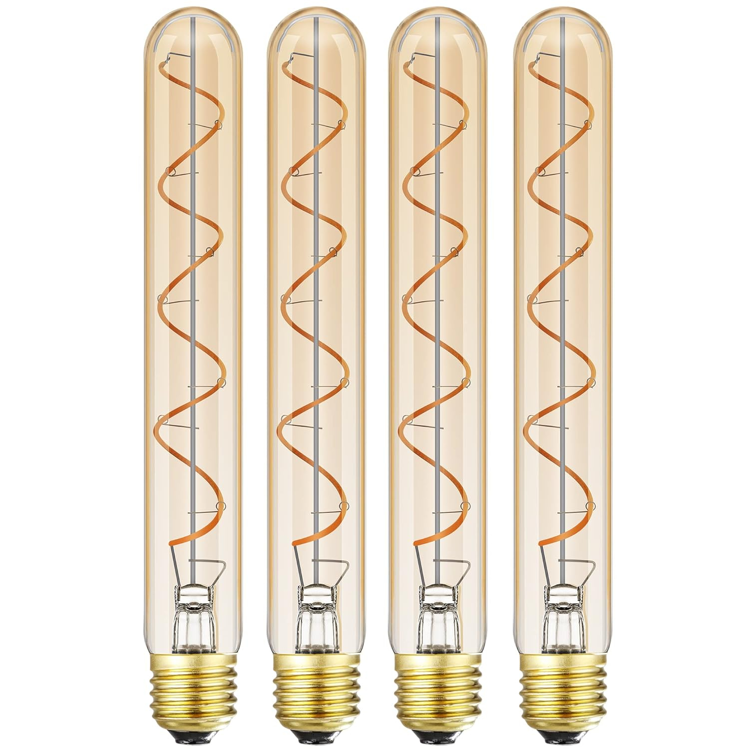 Leools T10 Led Long Bulbs 8W,E26 Dimmable Tubular Bulb,Equivalent 75 Watt, E26 Edison Style Vintage LED Filament Light Bulb,2700K Warm White,8.9in(225mm),4-Pack.