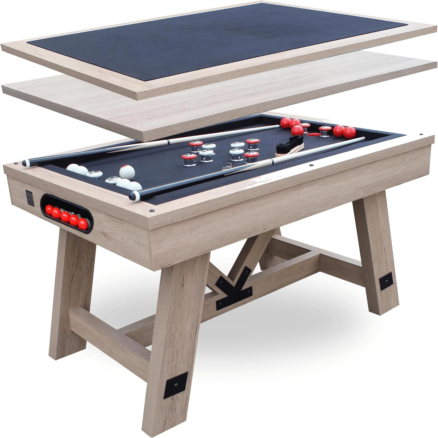 Freetime Fun 54" Sturdy Bumper Pool Table for Adults and Kids Game Room with Poker Tabletop - RB5807