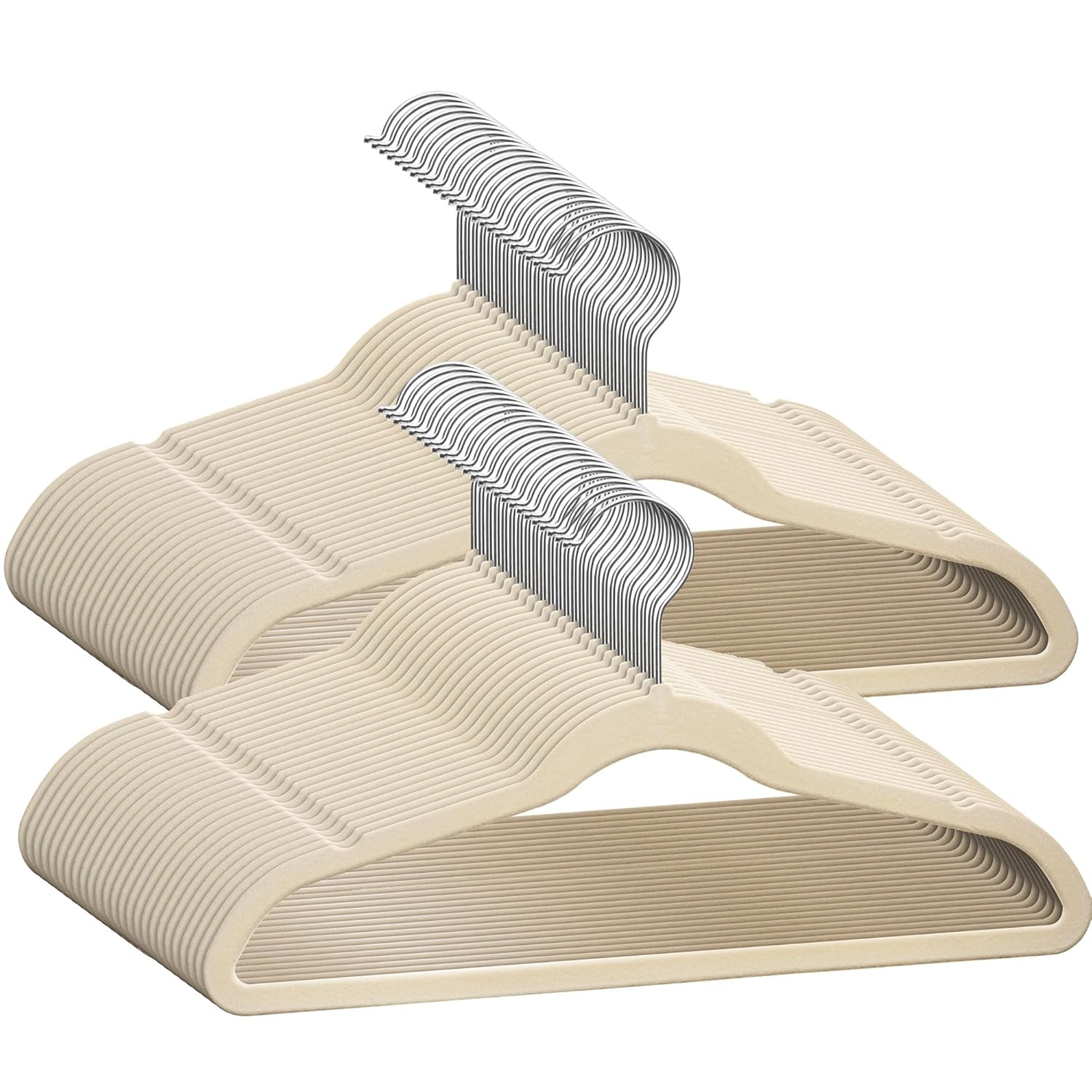 Ivory Velvet Kids Hangers 50 Pack - Perfect for Children’s Clothes, Space Saving Design With Soft Feel By TechZoo