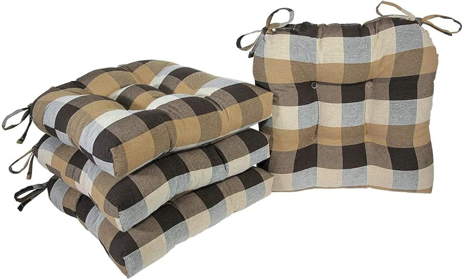 Arlee 16 x 16 in. Buffalo Check Woven Plaid Chair Pad - Set of 4
