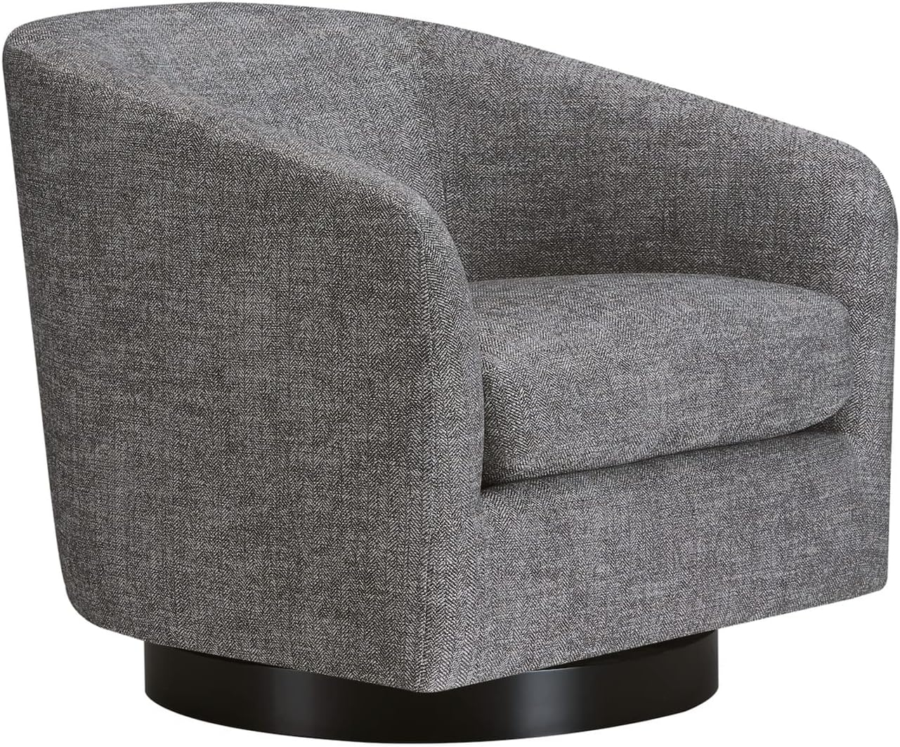CHITA Swivel Accent Chair Fabric, Round Barrel Arm Chair Living Room, Pebble Gray&Black Base